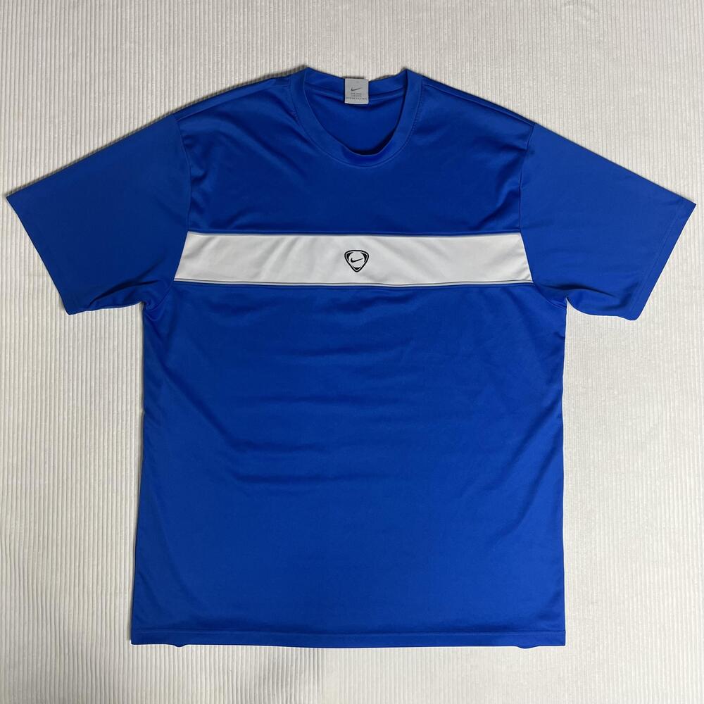 Nike Shirt Mens L Blue White Colorblock Jersey Athletic Training Top Gym